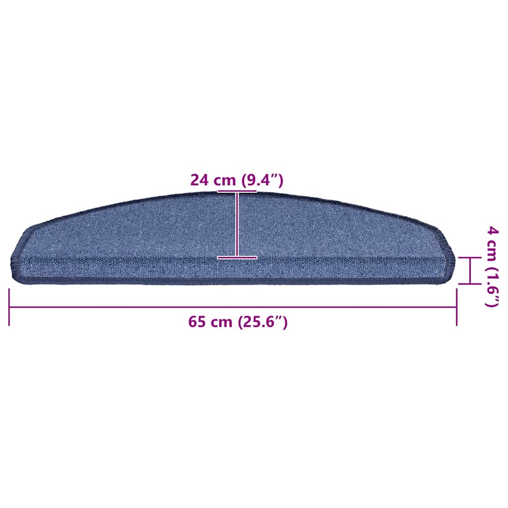 Tappetini per scale 30 pz 65x24x4 cm Blu Semicircolari Grandi