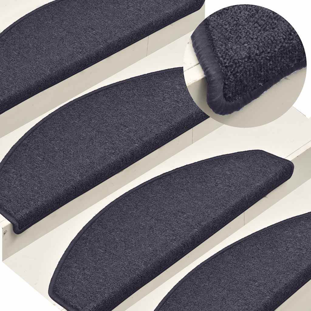 Tappetini per scale 30 pz 65x24x4 cm Grigio scuro e blu Semicircolari Grandi