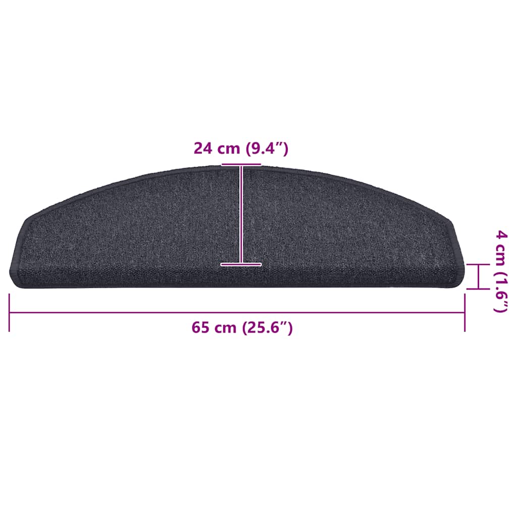 Tappetini per scale 30 pz 65x24x4 cm Grigio scuro e blu Semicircolari Grandi