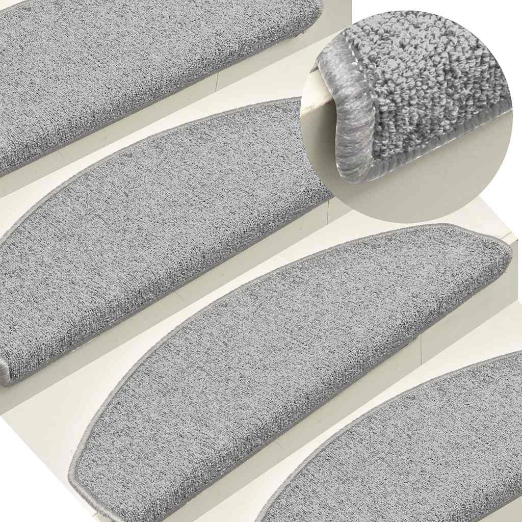 Tappetini per scale 30 pz 65x24x4 cm Grigio chiaro Semicircolari Grandi