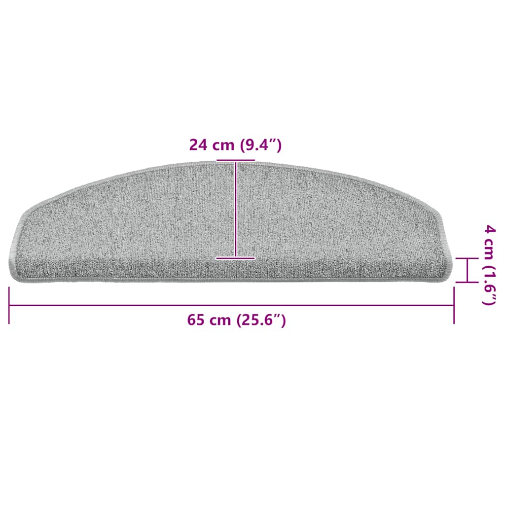 Tappetini per scale 30 pz 65x24x4 cm Grigio chiaro Semicircolari Grandi