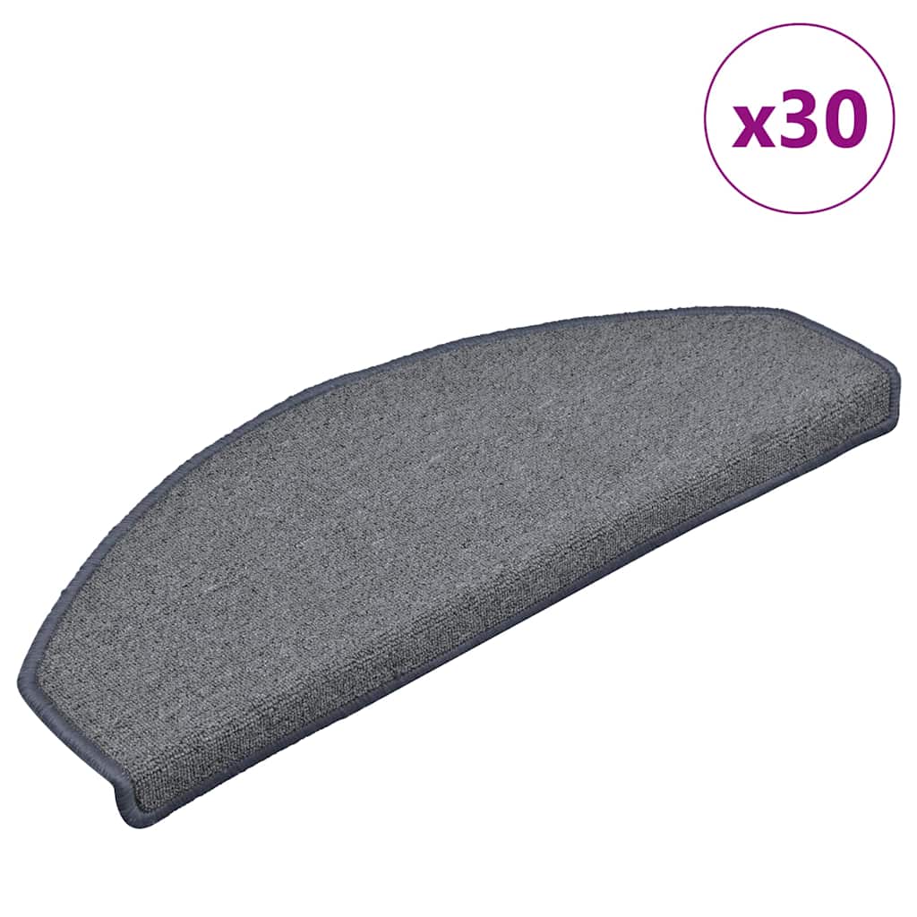 Tappetini per scale 30 pz 65x24x4 cm Grigio chiaro e blu Semicircolari Grandi