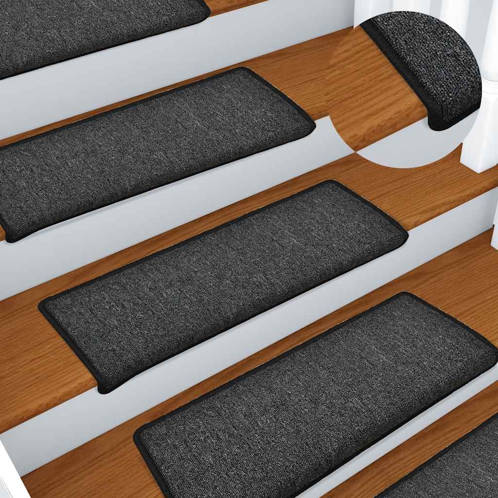 Tappetini per scale 30 pz 65x21x4 cm Antracite Bordo rettangolare