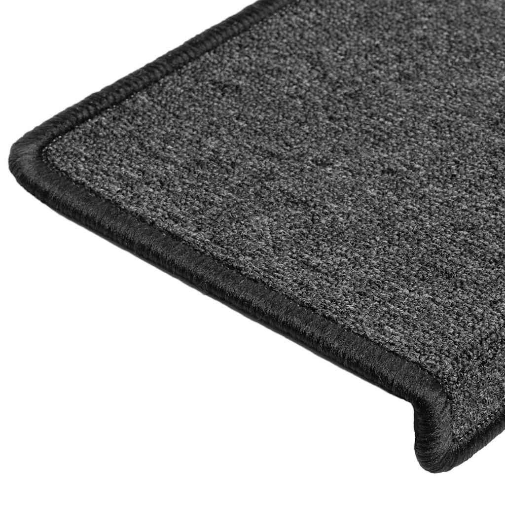 Tappetini per scale 30 pz 65x21x4 cm Antracite Bordo rettangolare