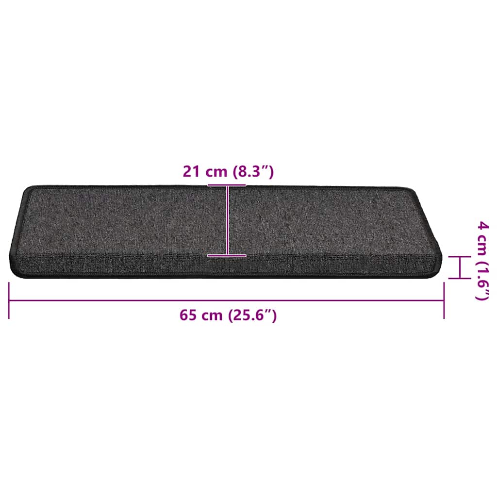 Tappetini per scale 30 pz 65x21x4 cm Antracite Bordo rettangolare