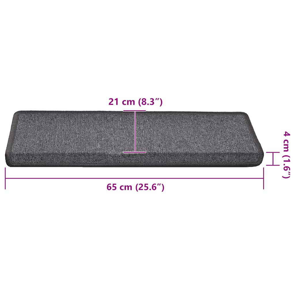 Tappetini per scale 30 pz 65x21x4 cm Grigio scuro Bordo rettangolare