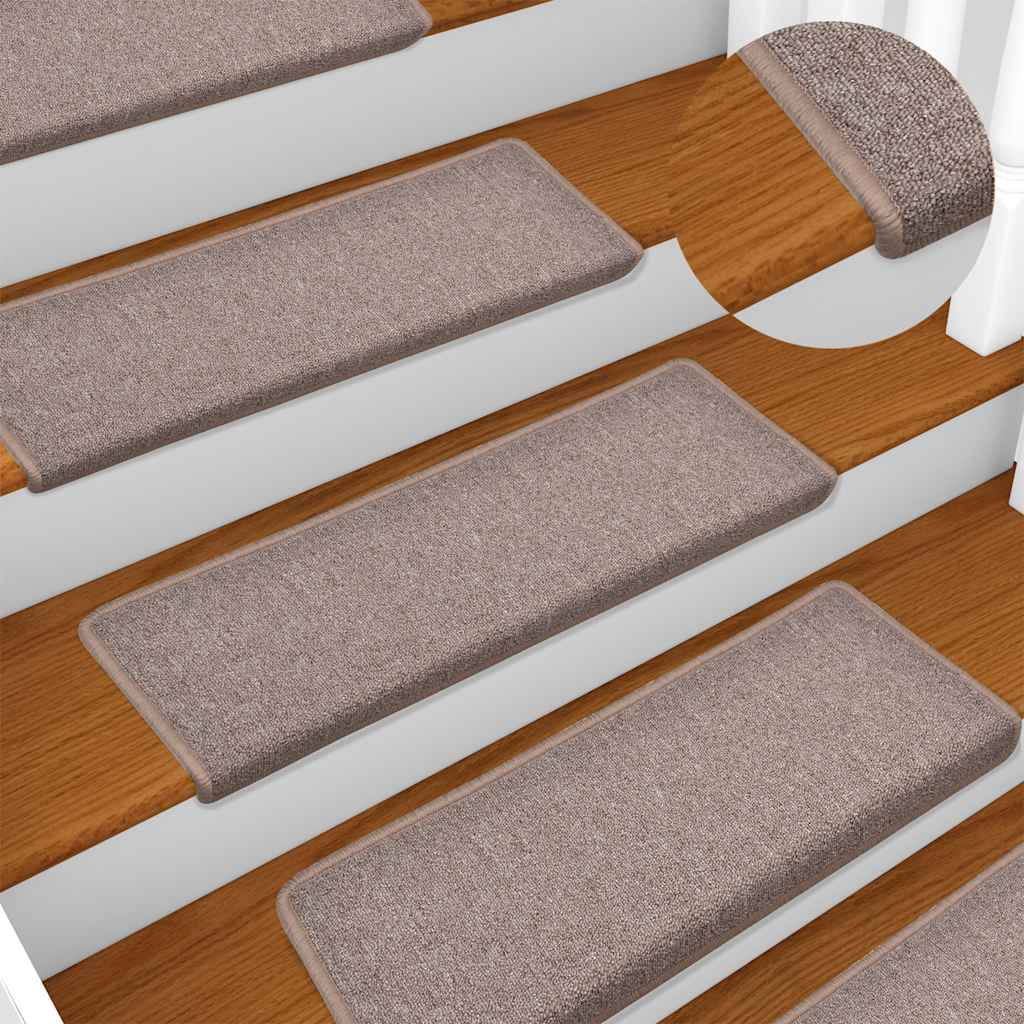 Tappetini per scale 30 pz 65x21x4 cm Marrone chiaro Bordo rettangolare