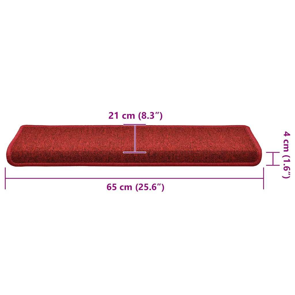 Tappetini per scale 30 pz 65x21x4 cm Rossi rettangolare