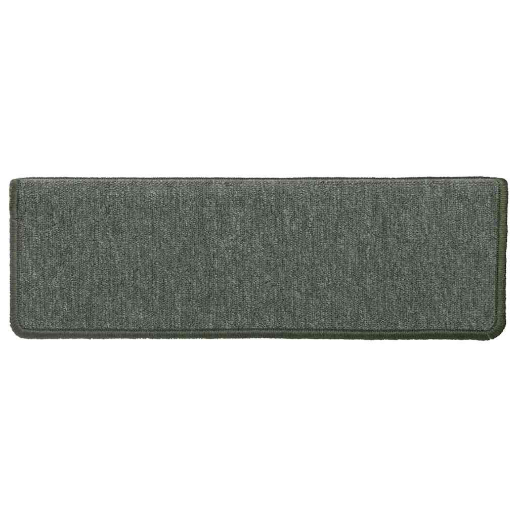 Tappetini per scale 30 pz 65x21x4 cm Verde scuro con bordo rettangolare