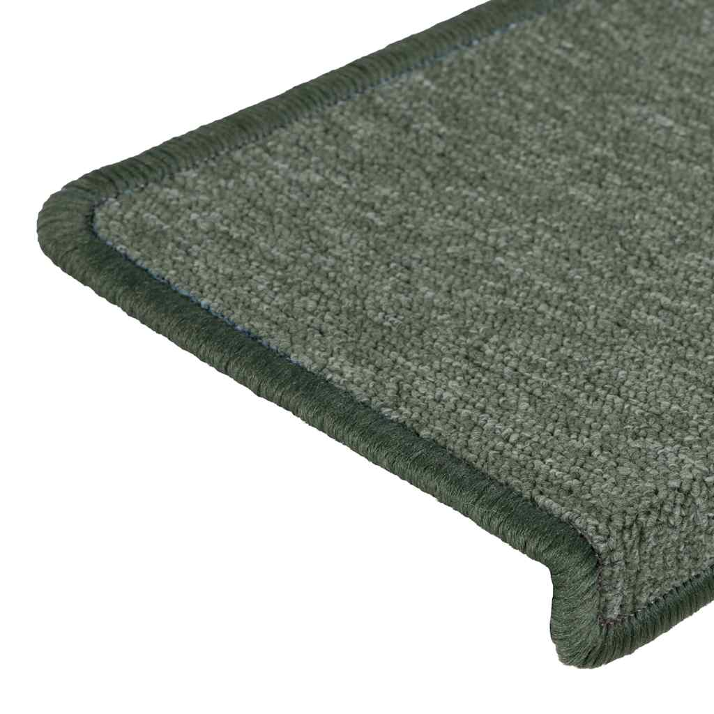 Tappetini per scale 30 pz 65x21x4 cm Verde scuro con bordo rettangolare