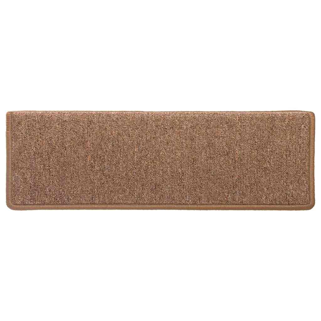 Tappetini per scale 30 pz 65x21x4 cm Marrone Bordo rettangolare