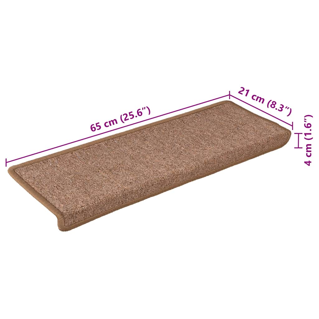 Tappetini per scale 30 pz 65x21x4 cm Marrone Bordo rettangolare