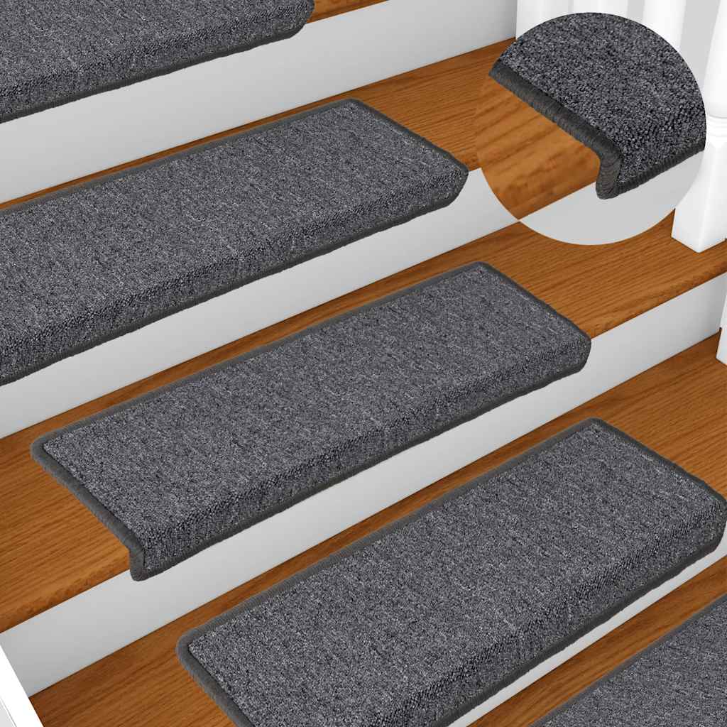 Tappetini per scale 30 pz 65x21x4 cm Grigio scuro Bordo rettangolare