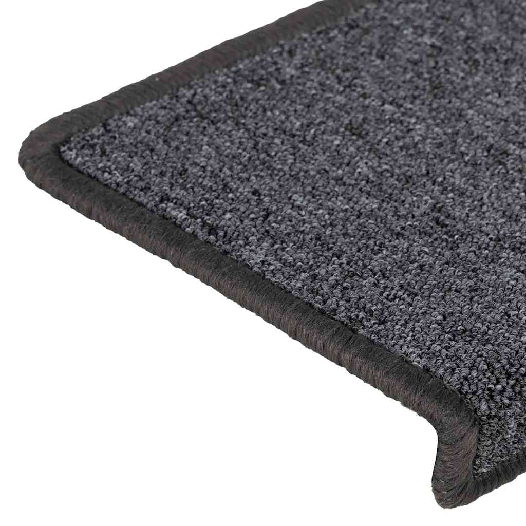 Tappetini per scale 30 pz 65x21x4 cm Grigio scuro Bordo rettangolare