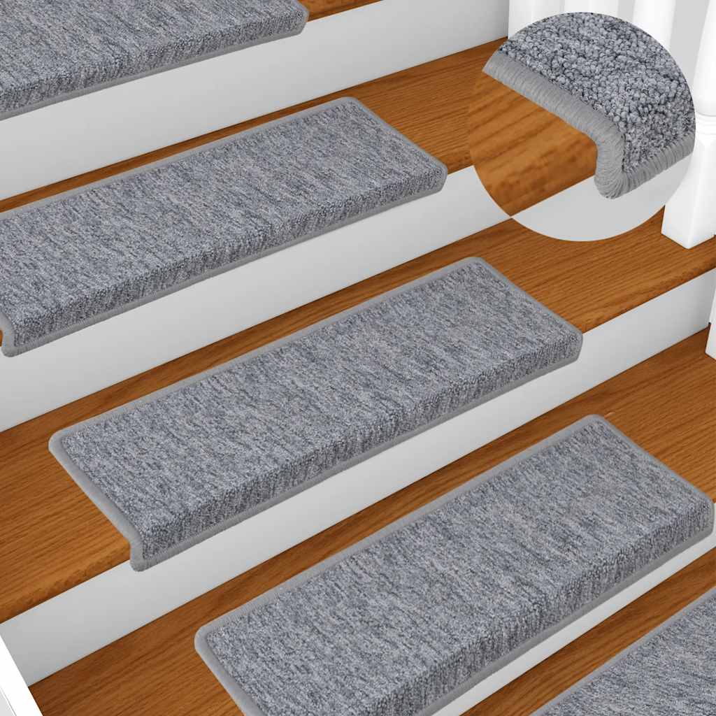 Tappetini per scale 30 pz 65x21x4 cm Bianco e Grigio Bordo rettangolare