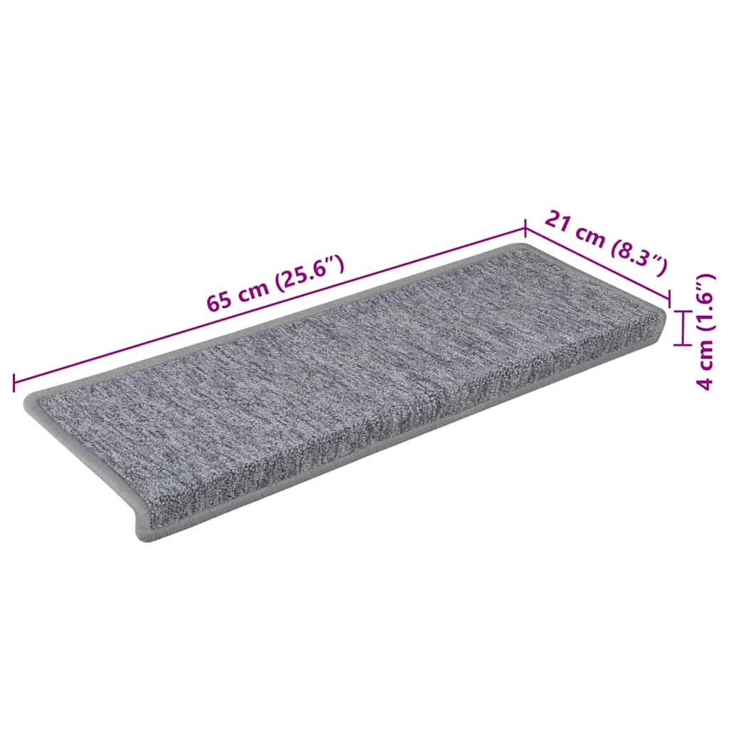 Tappetini per scale 30 pz 65x21x4 cm Bianco e Grigio Bordo rettangolare