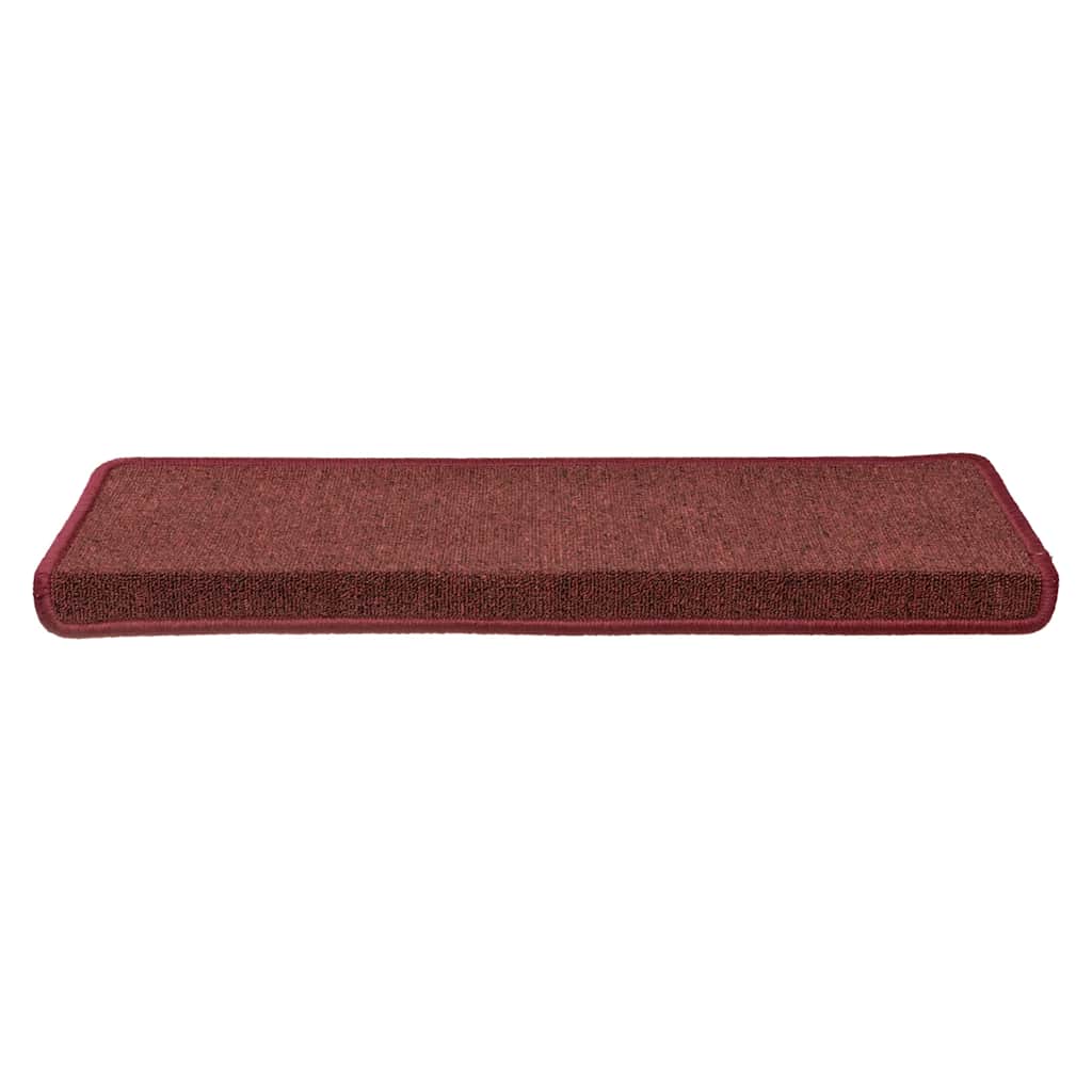 Tappetini per scale 30 pz 65x21x4 cm Bordeaux bordo rettangolare