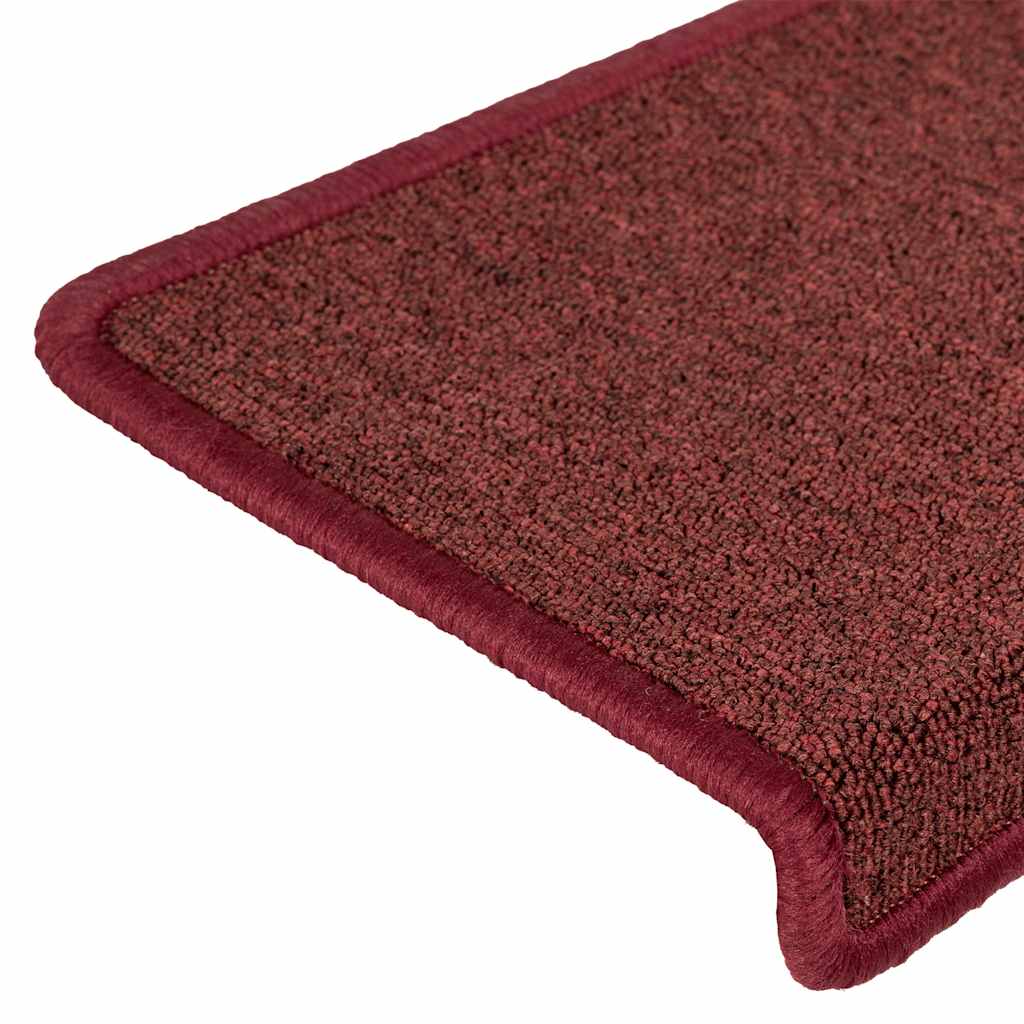 Tappetini per scale 30 pz 65x21x4 cm Bordeaux bordo rettangolare