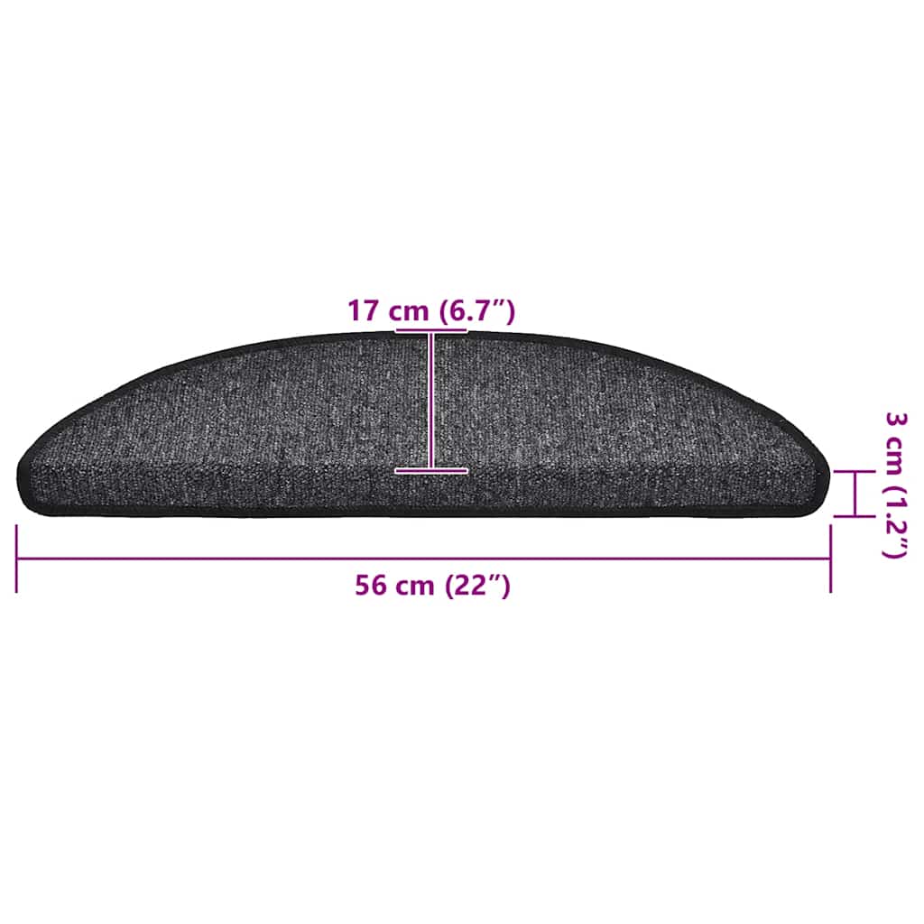 Tappetini per scale 20 pz 56x17x3 cm Antracite Semicircolari