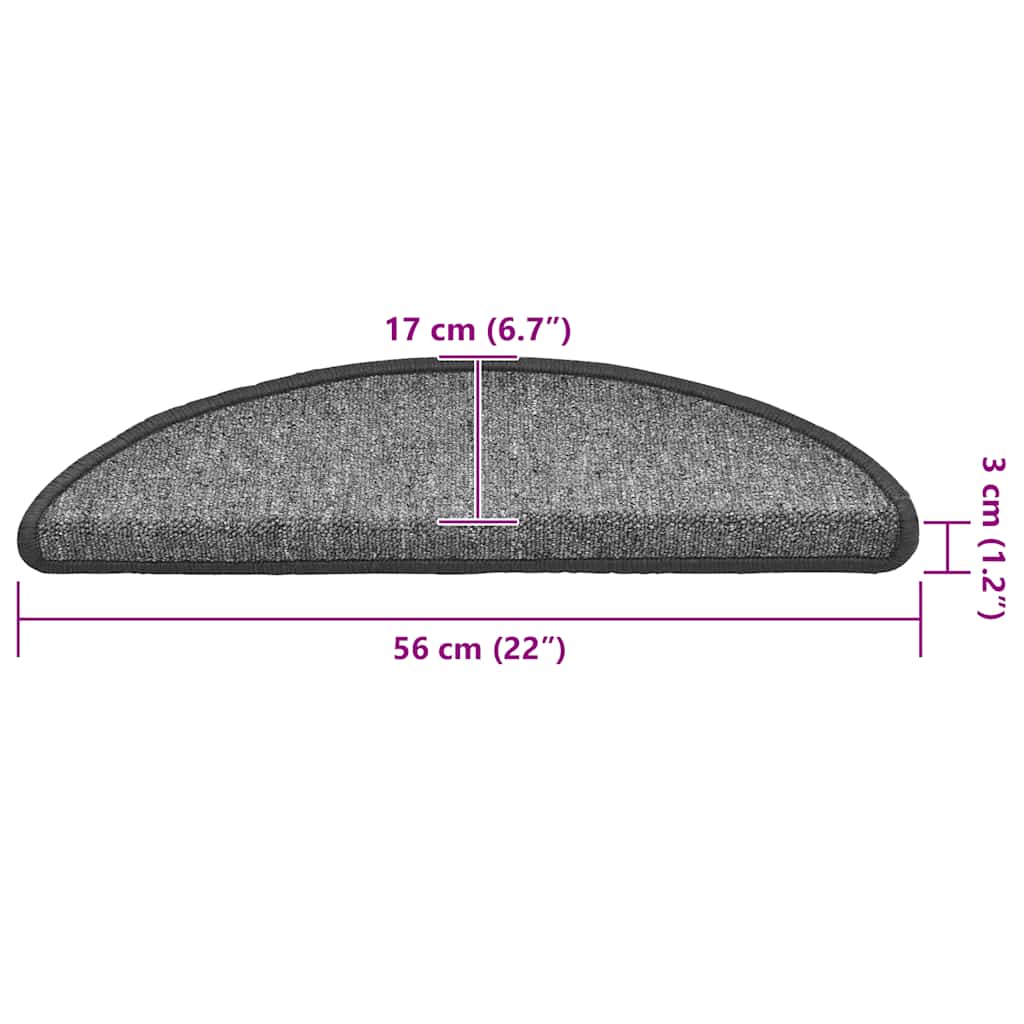 Tappetini per scale 20 pz 56x17x3 cm Grigio scuro Semicircolari