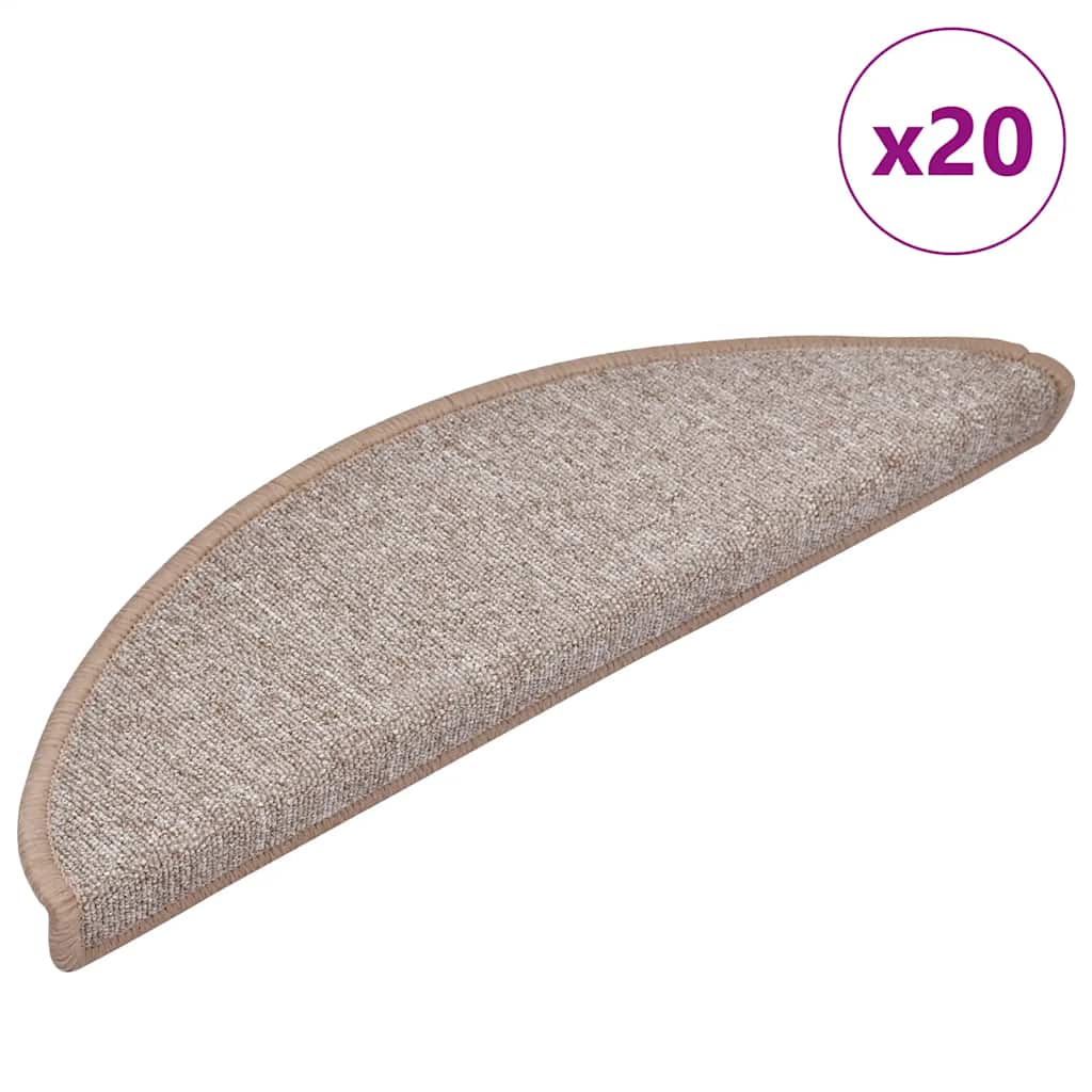 Tappetini per scale 20 pz 56x17x3 cm Marrone chiaro Semicircolari