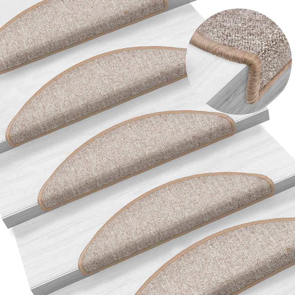 Tappetini per scale 20 pz 56x17x3 cm Marrone chiaro Semicircolari