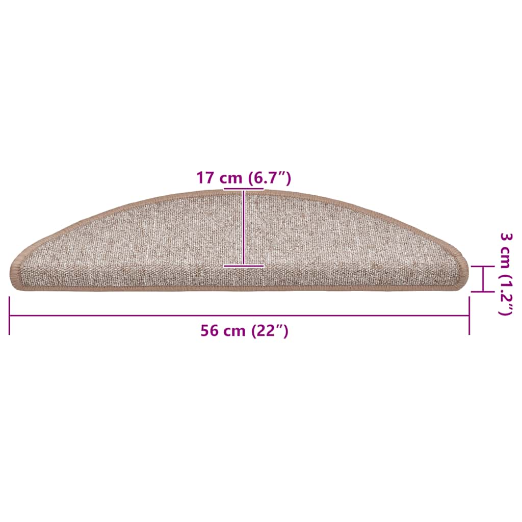 Tappetini per scale 20 pz 56x17x3 cm Marrone chiaro Semicircolari