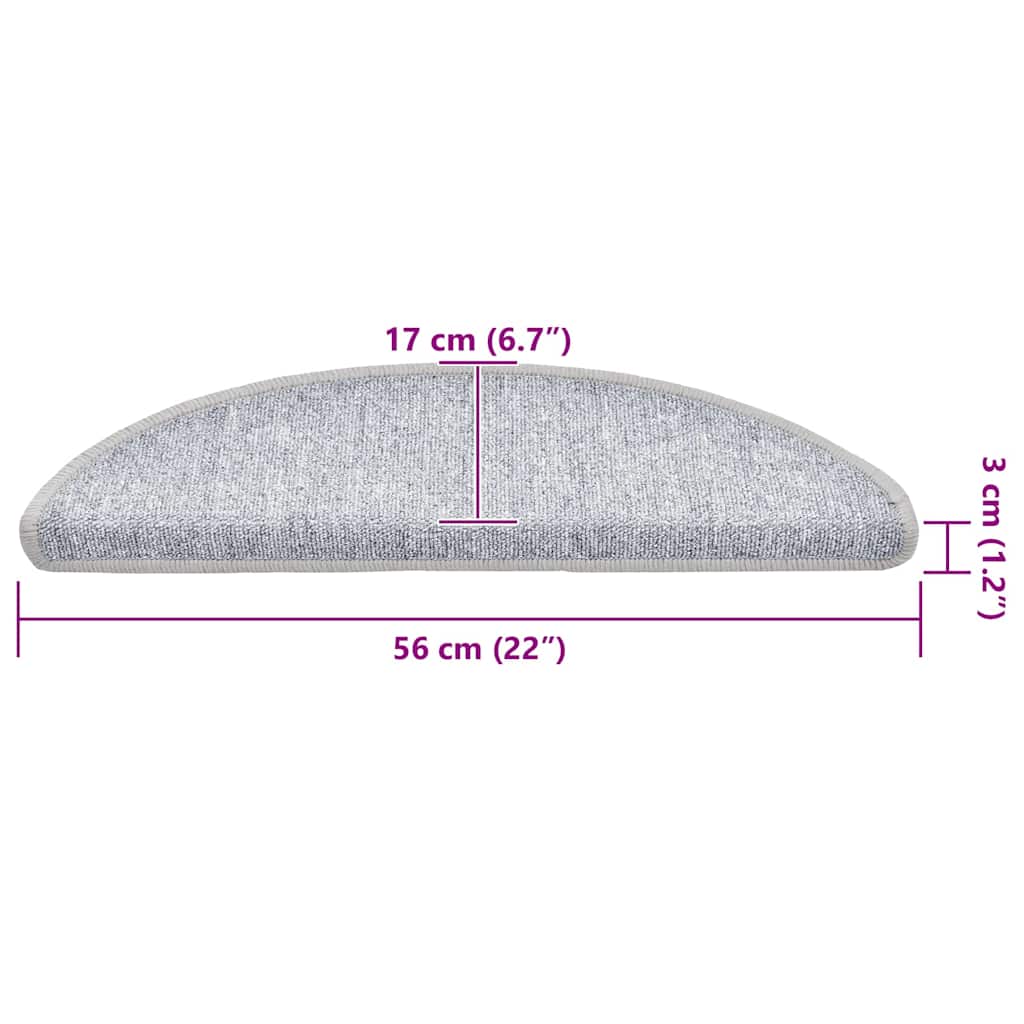 Tappetini per scale 20 pz 56x17x3 cm Grigio chiaro Semicircolari