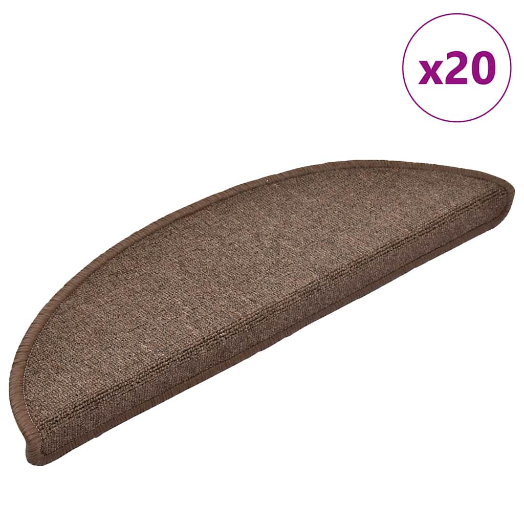 Tappetini per scale 20 pz 56x17x3 cm Marrone caffè Semicircolari
