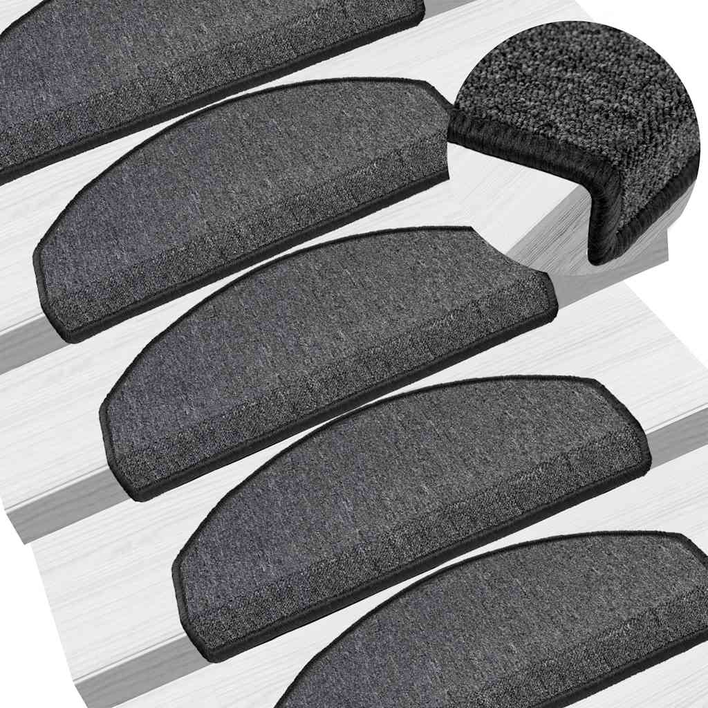 Tappetini per scale 20 pz 65x24x4 cm Antracite Semicircolari Grandi