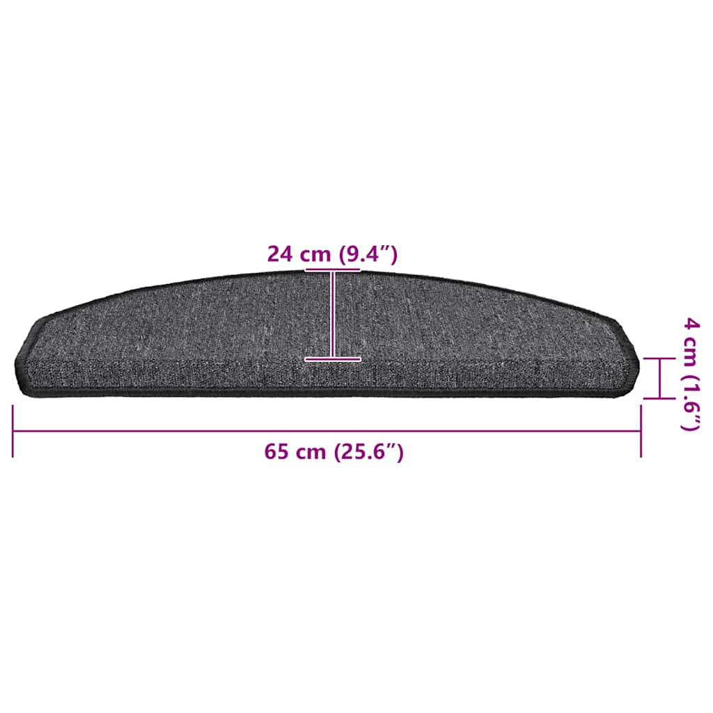 Tappetini per scale 20 pz 65x24x4 cm Antracite Semicircolari Grandi