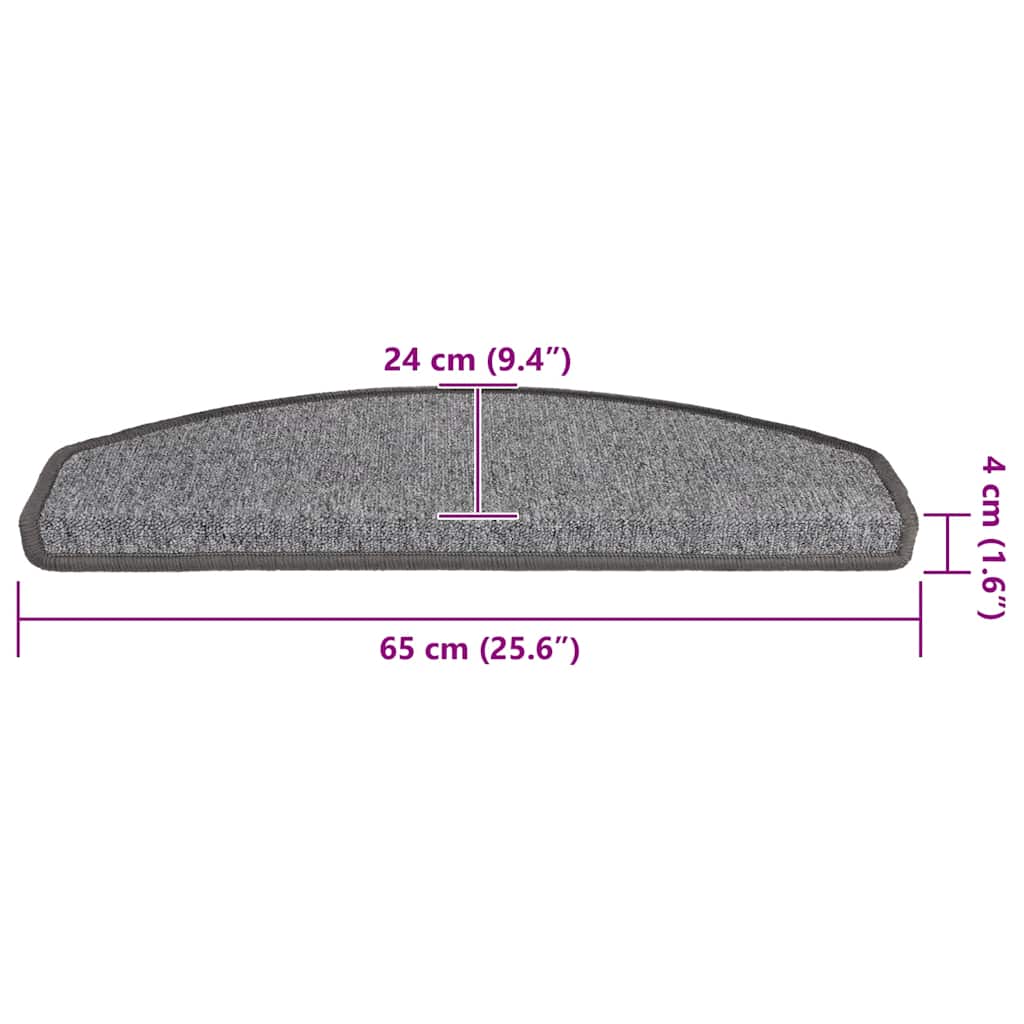 Tappetini per scale 20 pz 65x24x4 cm Grigio scuro Semicircolari Grandi