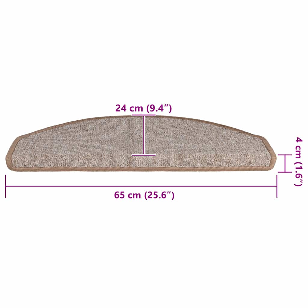 Tappetini per scale 20 pz 65x24x4 cm Marrone chiaro Semicircolari Grandi
