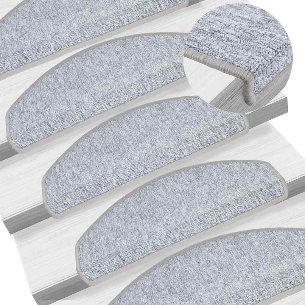 Tappetini per scale 20 pz 65x24x4 cm Grigio chiaro Semicircolari Grandi