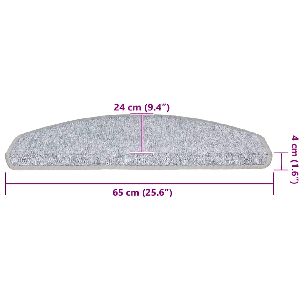 Tappetini per scale 20 pz 65x24x4 cm Grigio chiaro Semicircolari Grandi