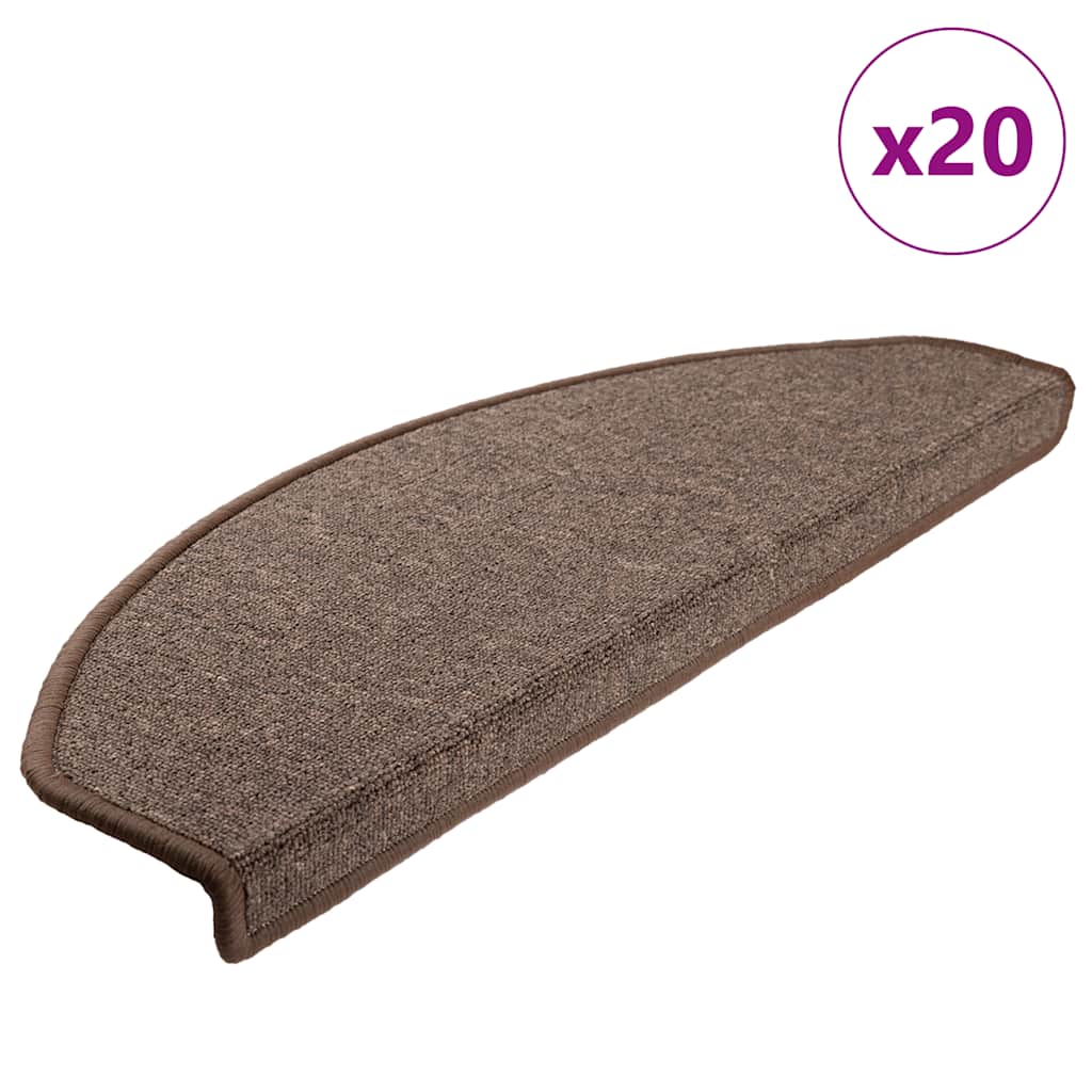 Tappetini per scale 20 pz 65x24x4 cm Marrone caffè Semicircolari Grandi
