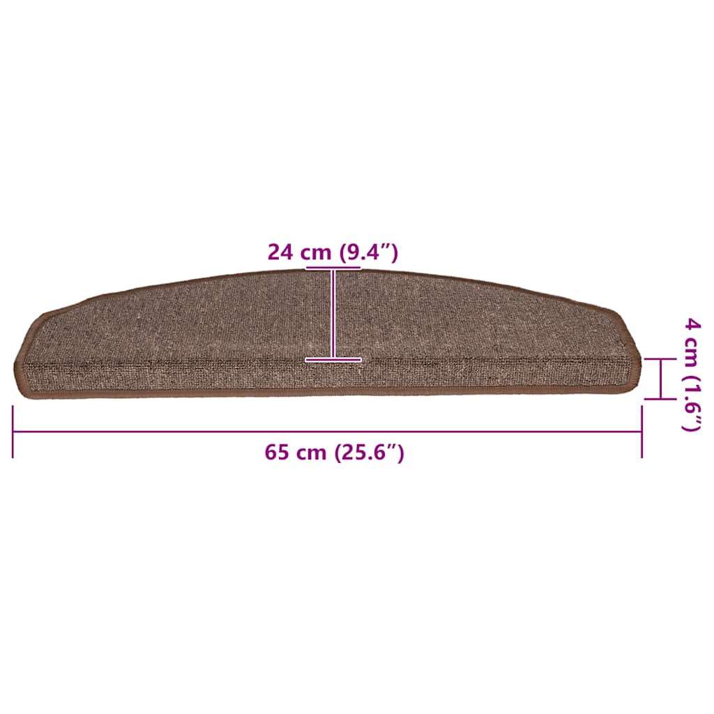Tappetini per scale 20 pz 65x24x4 cm Marrone caffè Semicircolari Grandi