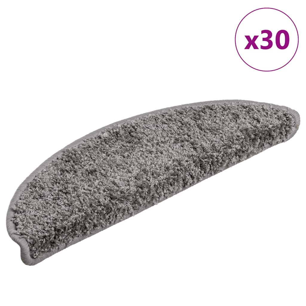 Tappetini per scale 30 pz 56x17x3 cm Grigio Semicircolari