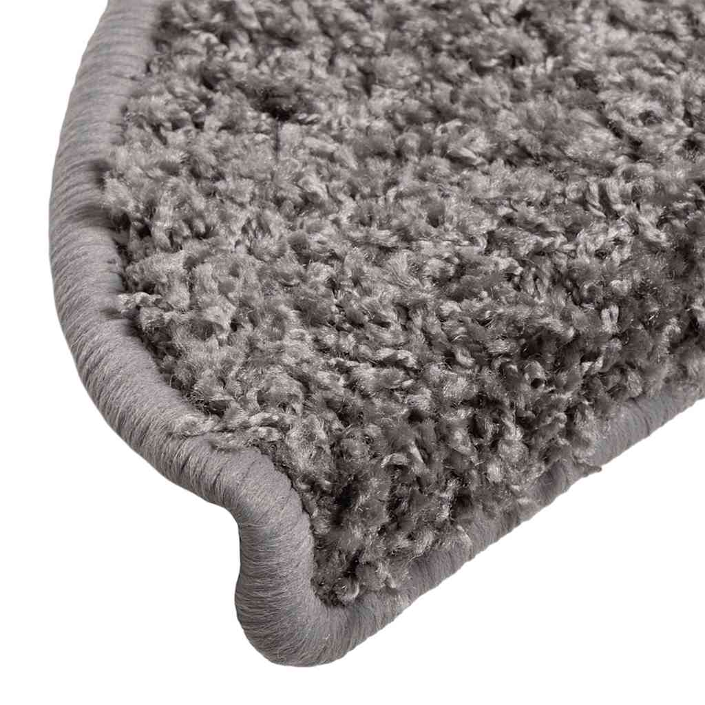 Tappetini per scale 30 pz 56x17x3 cm Grigio Semicircolari