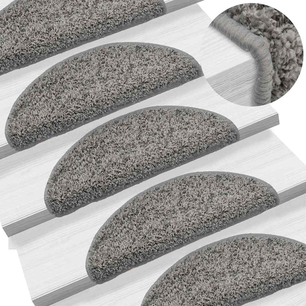 Tappetini per scale 30 pz 56x17x3 cm Grigio Semicircolari