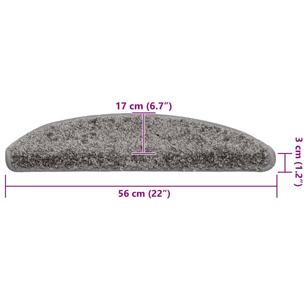 Tappetini per scale 30 pz 56x17x3 cm Grigio Semicircolari