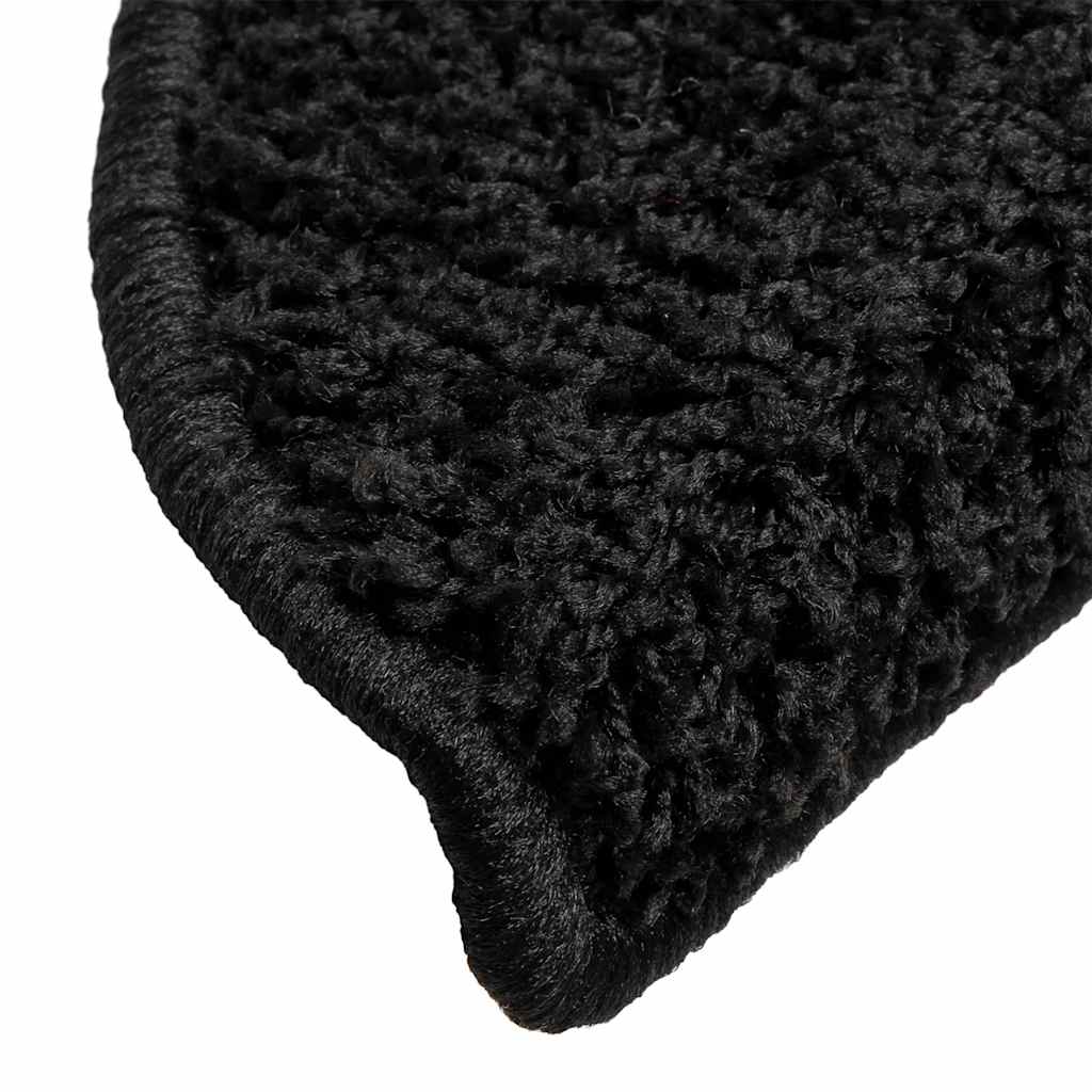 Tappetini per scale 30 pz 56x17x3 cm Nero Semicircolari