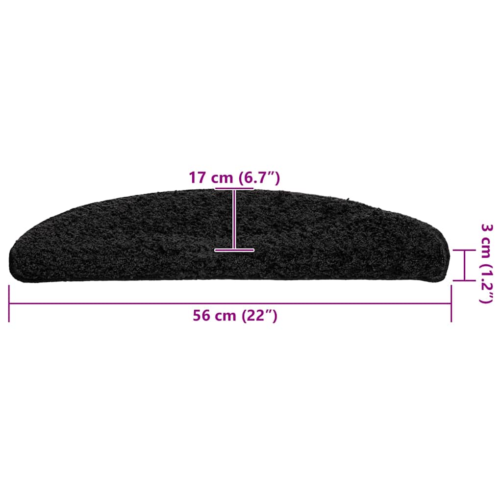 Tappetini per scale 30 pz 56x17x3 cm Nero Semicircolari