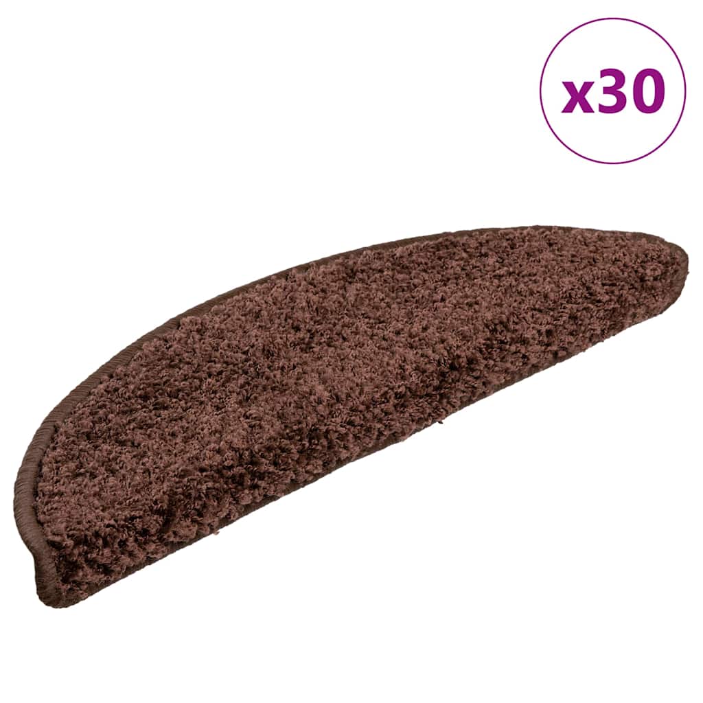 Tappetini per scale 30 pz 56x17x3 cm Marrone Semicircolari