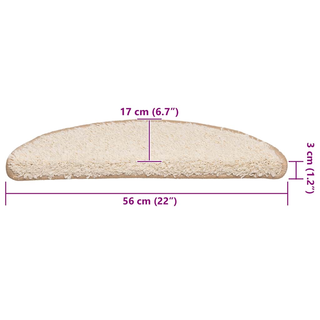 Tappetini per scale 30 pz 56x17x3 cm Crema Semicircolari