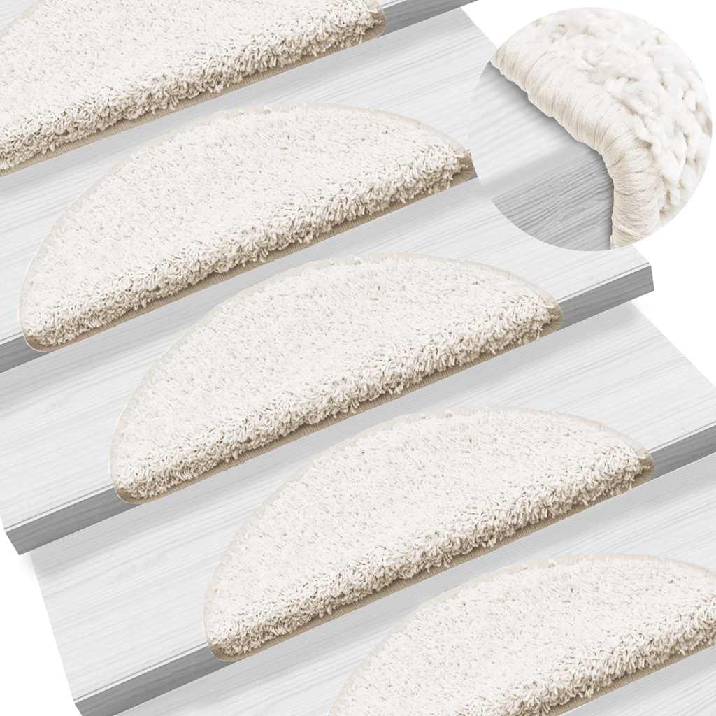 Tappetini per scale 30 pz 56x17x3 cm Bianco Semicircolari