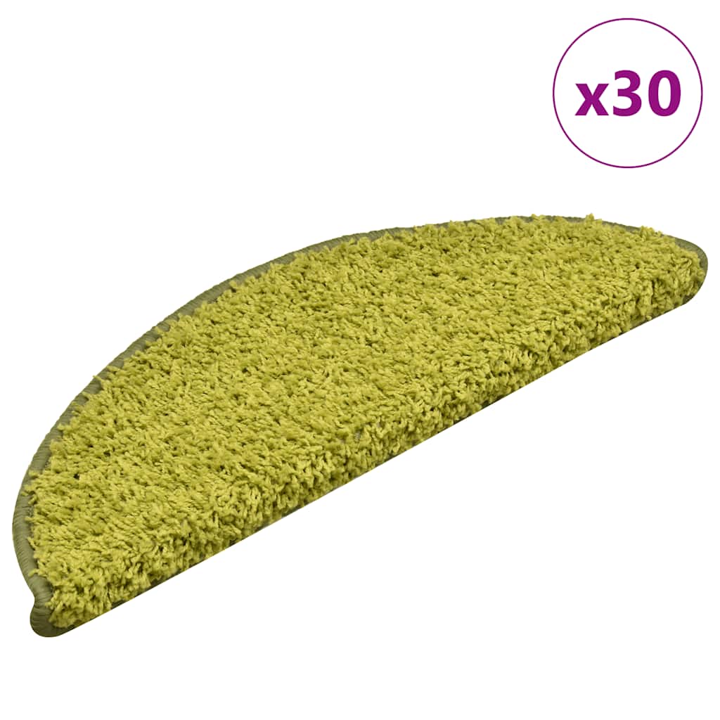 Tappetini per scale 30 pz 56x17x3 cm Verde Semicircolari