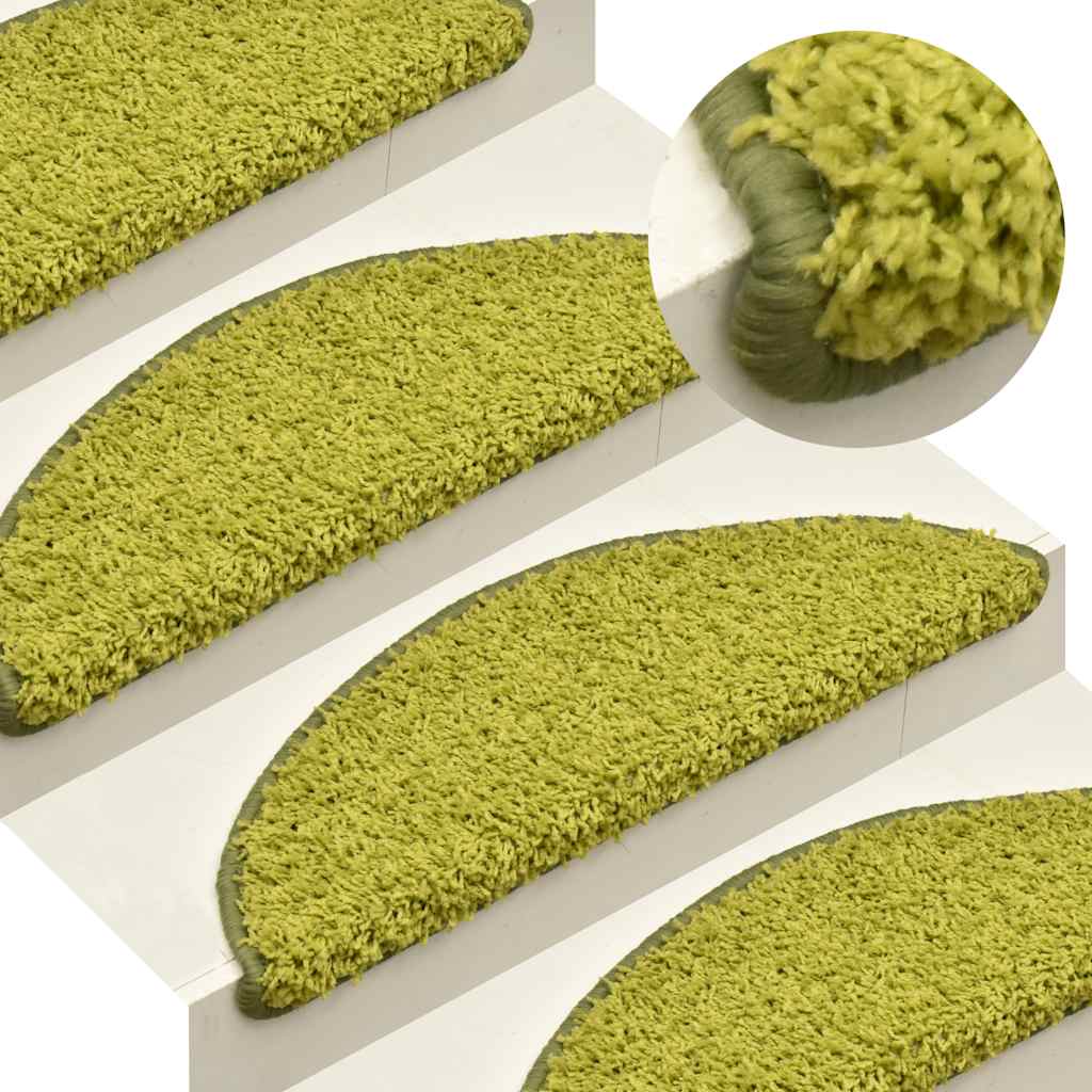 Tappetini per scale 30 pz 56x17x3 cm Verde Semicircolari