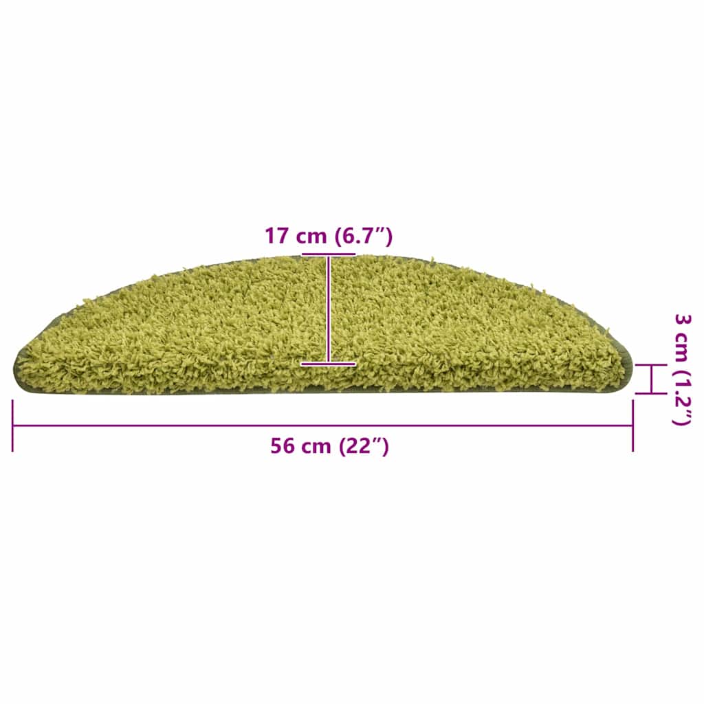 Tappetini per scale 30 pz 56x17x3 cm Verde Semicircolari