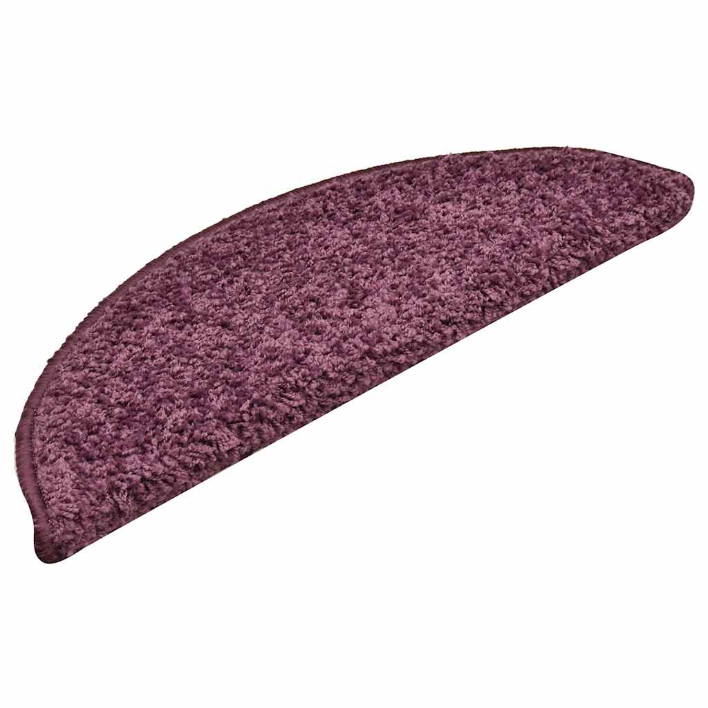Tappetini per scale 30 pz 56x17x3 cm Viola scuro semicircolari